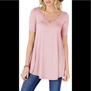 Criss-cross scoop tunic